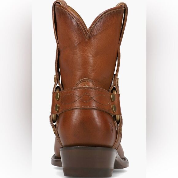 Frye Billy Harness Saddle Leather Brown Ankle Boots size 8 - Picture 3 of 16